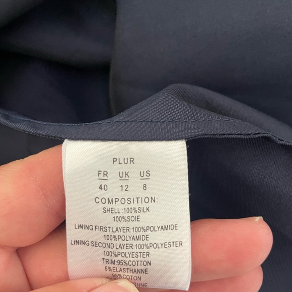 Anthro Manoush Silk Blue A-Line Dress with Peter Pan Collar - Picture 7 of 9